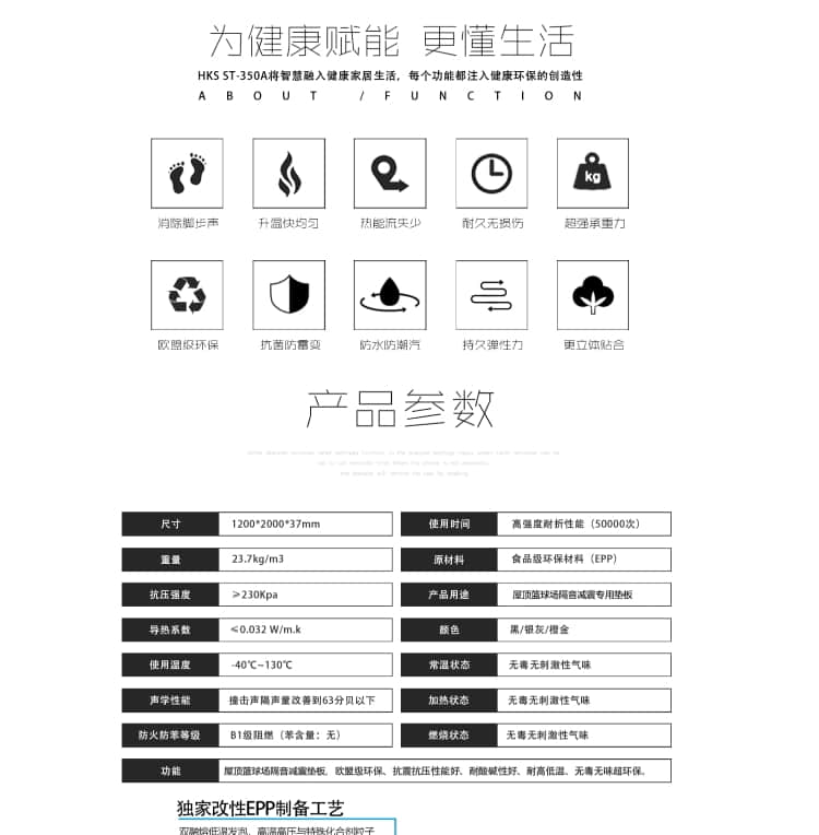 屋頂籃球場(chǎng)隔音減震蘑菇頭板產(chǎn)品參數